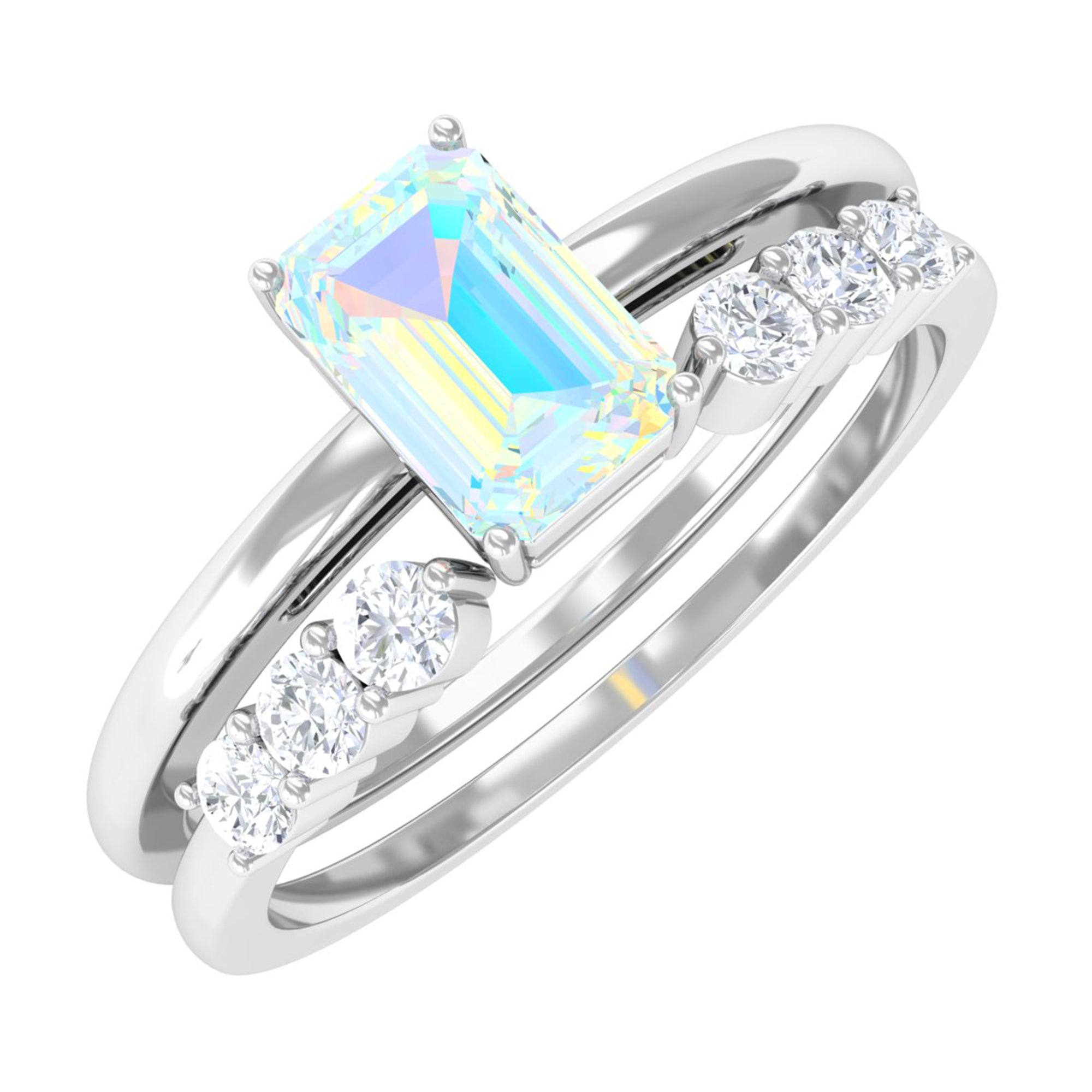 Rosec Jewels-Natural Ethiopian Opal and Diamond Solitaire Ring Set