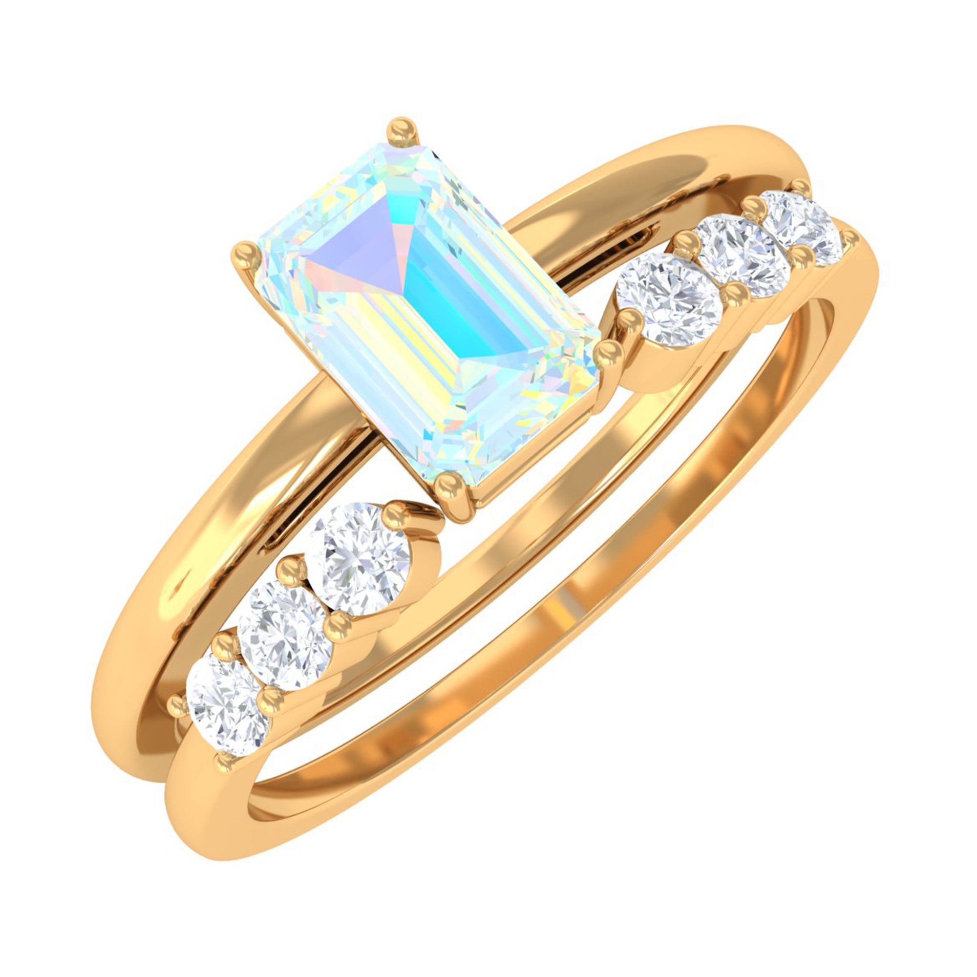 Rosec Jewels-Natural Ethiopian Opal and Diamond Solitaire Ring Set