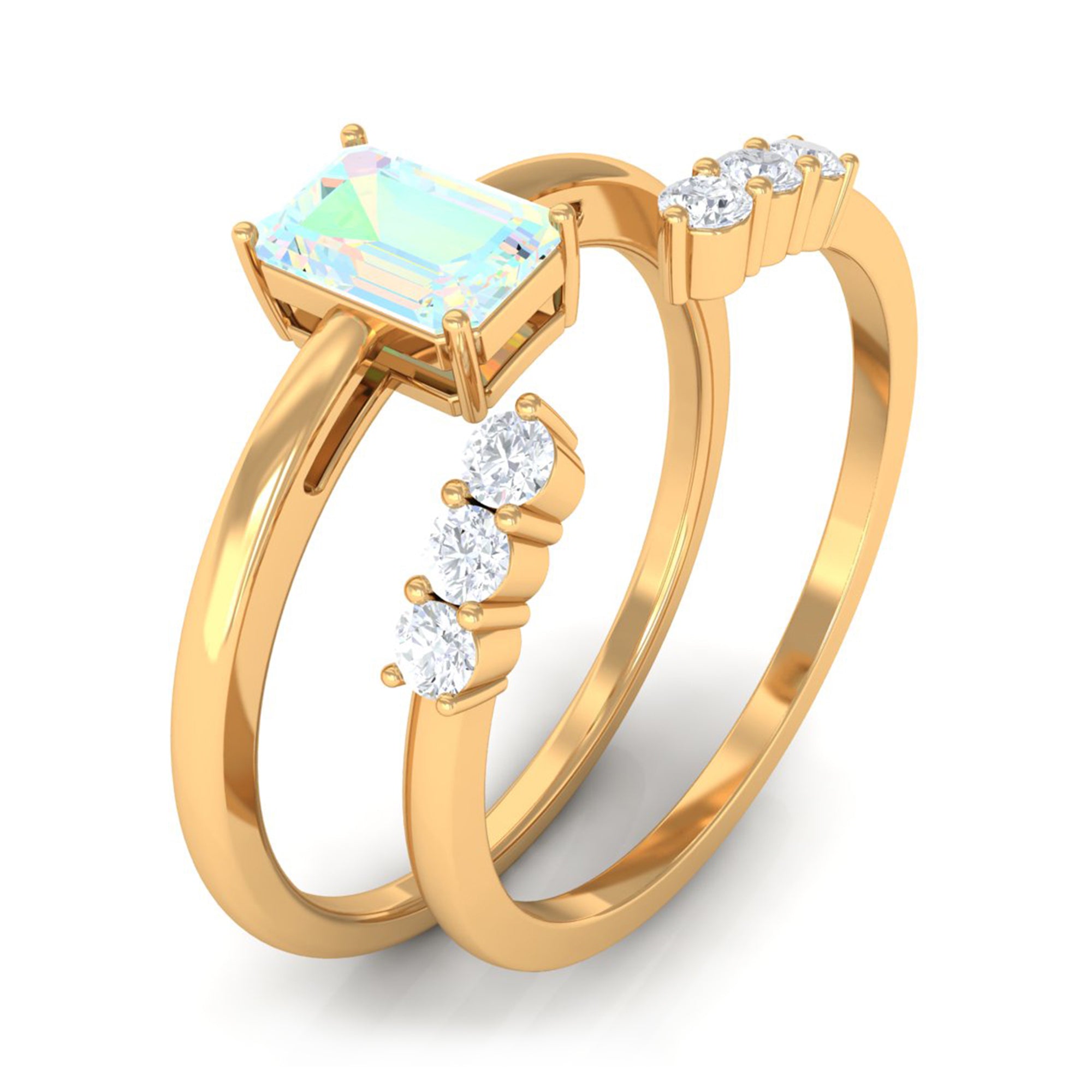 Rosec Jewels-Natural Ethiopian Opal and Diamond Solitaire Ring Set