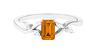 Rosec Jewels-Octagon Cut Citrine and Diamond Solitaire Engagement Ring in Split Shank