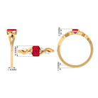 Rosec Jewels-Lab Grown Ruby Solitaire Split Shank Ring with Diamond