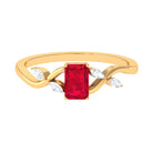 Rosec Jewels-Lab Grown Ruby Solitaire Split Shank Ring with Diamond