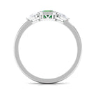 Rosec Jewels-Created Emerald and Diamond Three Stone Ring in Bezel Setting