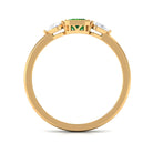 Rosec Jewels-Created Emerald and Diamond Three Stone Ring in Bezel Setting