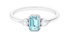 Rosec Jewels-Octagon Cut Aquamarine Solitaire and Diamond Ring