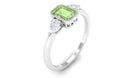 Rosec Jewels-Green Sapphire and Diamond Three Stone Ring in Bezel Setting