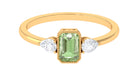 Rosec Jewels-Green Sapphire and Diamond Three Stone Ring in Bezel Setting