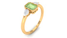 Rosec Jewels-Green Sapphire and Diamond Three Stone Ring in Bezel Setting