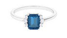 Rosec Jewels-Octagon Cut London Blue Topaz Engagement Ring with Diamond Accent