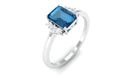 Rosec Jewels-Octagon Cut London Blue Topaz Engagement Ring with Diamond Accent