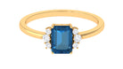 Rosec Jewels-Octagon Cut London Blue Topaz Engagement Ring with Diamond Accent