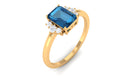 Rosec Jewels-Octagon Cut London Blue Topaz Engagement Ring with Diamond Accent