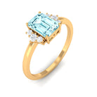 Rosec Jewels-Emerald Cut Aquamarine Promise Ring with Diamond