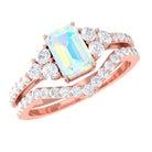 Rosec Jewels-Octagon Cut Ethiopian Opal and Diamond Ring Set