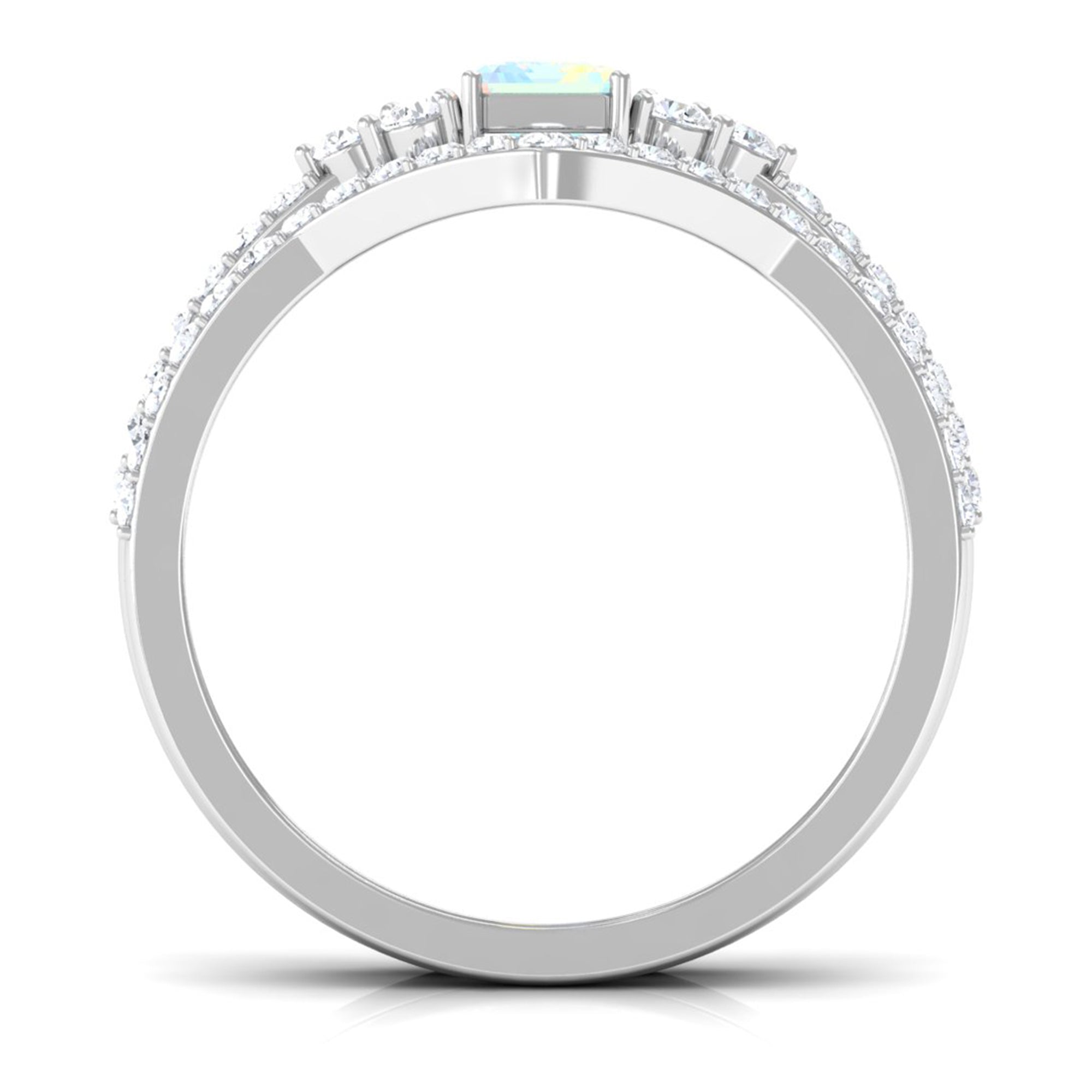 Rosec Jewels-Octagon Cut Ethiopian Opal and Diamond Ring Set