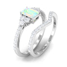 Rosec Jewels-Octagon Cut Ethiopian Opal and Diamond Ring Set