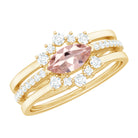 Rosec Jewels-Marquise Cut Morganite Stackable Ring Set with Diamond