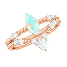 Rosec Jewels-Ethiopian Opal Beaded Ring Set with Moissanite