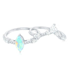 Rosec Jewels-Ethiopian Opal Beaded Ring Set with Moissanite