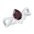 Rosec Jewels-1.75 CT Pear Cut Rhodolite Designer Solitaire Engagement Ring with Crossover Diamond