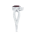 Rosec Jewels-1.75 CT Pear Cut Rhodolite Designer Solitaire Engagement Ring with Crossover Diamond