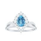 Rosec Jewels-Pear Cut Swiss Blue Topaz Designer Engagement Ring with Diamond