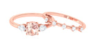 Rosec Jewels-Cushion Cut Morganite Ring Set with Diamond