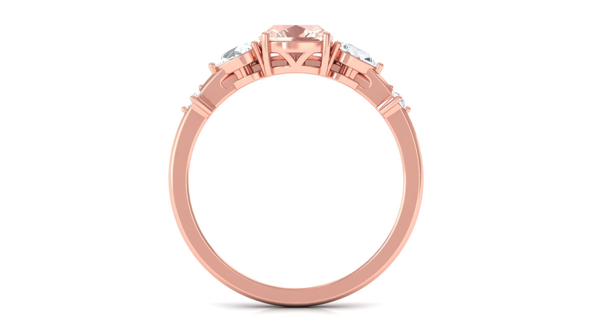 Rosec Jewels-Cushion Cut Morganite Ring Set with Diamond