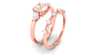 Rosec Jewels-Cushion Cut Morganite Ring Set with Diamond