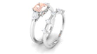 Rosec Jewels-Cushion Cut Morganite Ring Set with Diamond