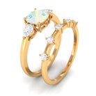 Rosec Jewels-Cushion Cut Real Ethiopian Opal Ring Set with Moissanite