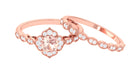 Rosec Jewels-Real Morganite Flower Ring Set with Diamond