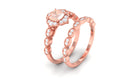 Rosec Jewels-Real Morganite Flower Ring Set with Diamond