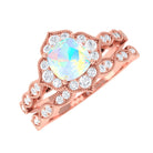 Rosec Jewels-Ethiopian Opal Flower Ring Set with Diamond and Beaded