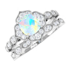 Rosec Jewels-Ethiopian Opal Flower Ring Set with Diamond and Beaded