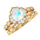 Rosec Jewels-Ethiopian Opal Flower Ring Set with Diamond and Beaded