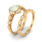 Rosec Jewels-Ethiopian Opal Flower Ring Set with Diamond and Beaded