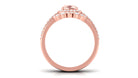 Rosec Jewels-Cushion Cut Morganite Wedding Ring Set with Moissanite