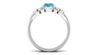 Rosec Jewels-Cushion Cut Swiss Blue Topaz Solitaire Ring Set with Diamond