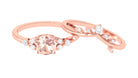 Rosec Jewels-Morganite and Diamond Ring Set with Leaf Motif