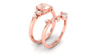 Rosec Jewels-Morganite and Diamond Ring Set with Leaf Motif