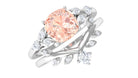 Rosec Jewels-Morganite and Diamond Ring Set with Leaf Motif