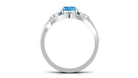 Rosec Jewels-Cushion Cut Swiss Blue Topaz Ring Set with Diamond