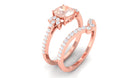 Rosec Jewels-Cushion Cut Morganite and Diamond Bridal Ring Set