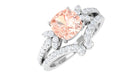 Rosec Jewels-Cushion Cut Morganite and Diamond Bridal Ring Set