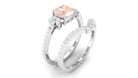 Rosec Jewels-Cushion Cut Morganite and Diamond Bridal Ring Set