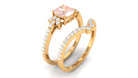 Rosec Jewels-Cushion Cut Morganite and Diamond Bridal Ring Set