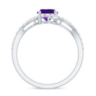 Rosec Jewels-Oval Solitaire Amethyst Engagement Ring with Diamond