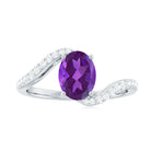 Rosec Jewels-Oval Solitaire Amethyst Engagement Ring with Diamond