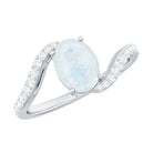 Rosec Jewels-Oval Cut Solitaire Moonstone and Diamond Bypass Ring